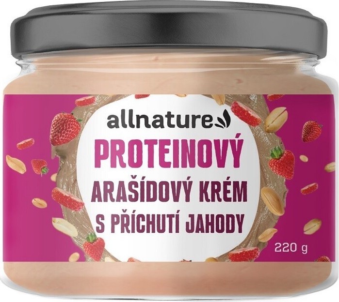 Allnature Arašídový protein krém příchuť jahoda 220g