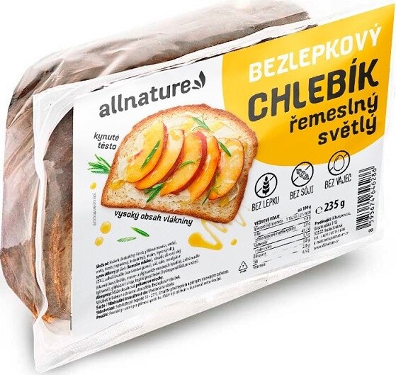 Allnature Bezlepkový chlebík řemeslný světlý 235g