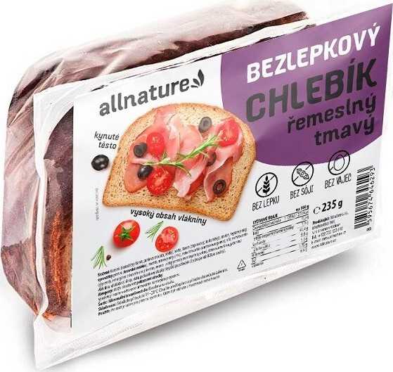 Allnature Bezlepkový chlebík řemeslný tmavý 235g