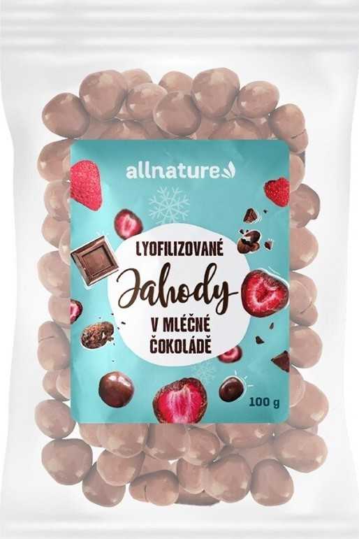 Allnature Jahody sušené mrazem v mléčné čokoládě 100g