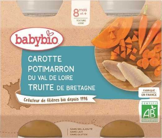 BABYBIO mrkev a dýně se pstruhem 2x200g