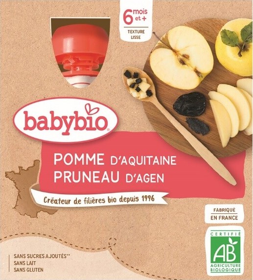 BABYBIO Pyré jablko švestka 4x90g