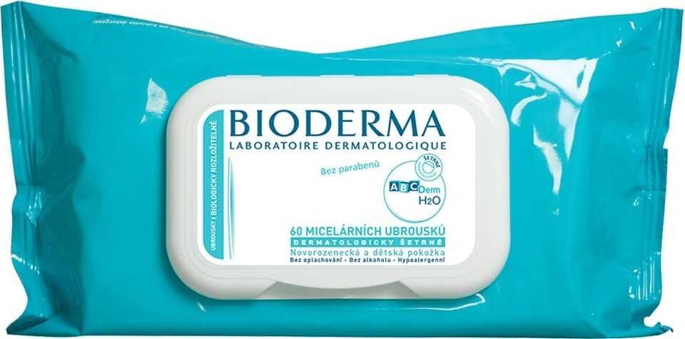 BIODERMA ABCDerm H2O Dětské vlhčené ubrousky s micelární vodou 60ks