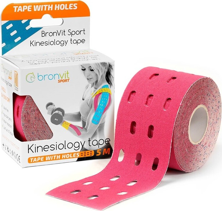 BronVit Sport Kinesio Tape děrovaný růžová 5cmx5m