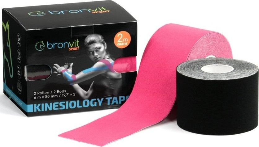 BronVit Sport Kinesio Tape set černá + růžová 2x5cmx6m