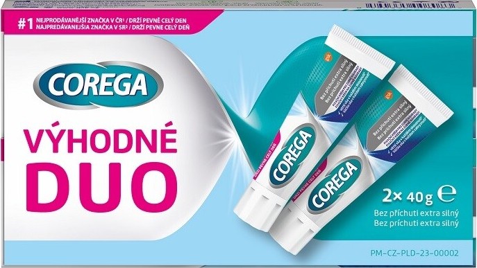 Corega Bez příchuti extra silný fix.krém DUO 2x40g