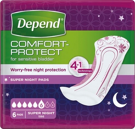 Depend Pads Super Plus Night inkontinenční vložky ženy 6 ks