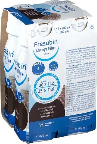 FRESUBIN ENERGY FIBRE DRINK PŘÍCHUŤ ČOKOLÁDOVÁ perorální roztok 4X200ML