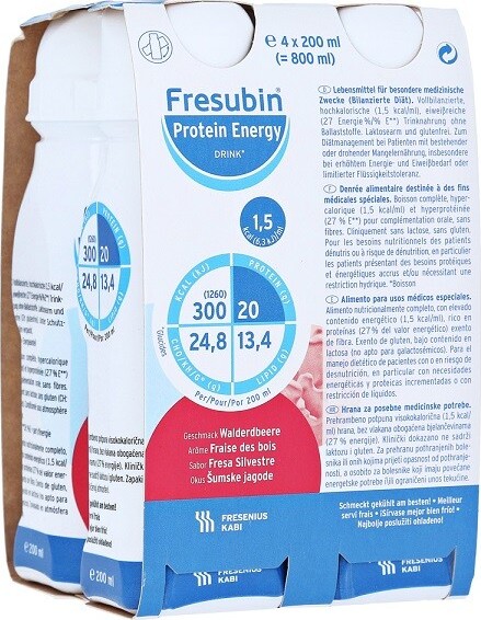 FRESUBIN ENERGY FIBRE DRINK PŘÍCHUŤ JAHODOVÁ perorální roztok 4X200ML