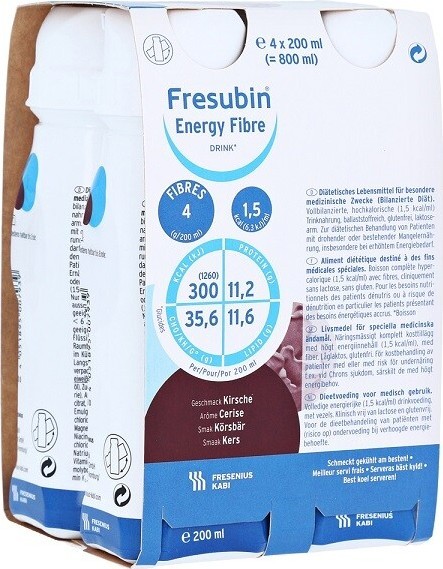 FRESUBIN ENERGY FIBRE DRINK PŘÍCHUŤ VIŠŇOVÁ perorální roztok 4X200ML