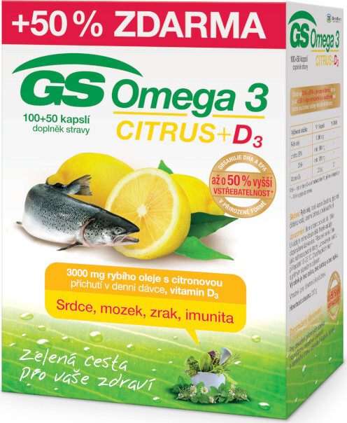 GS Omega 3 Citrus + Vitamin D3 100+50 kapslí ČR/SK