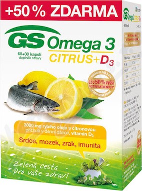 GS Omega 3 Citrus + Vitamin D3 60+30 kapslí ČR/SK