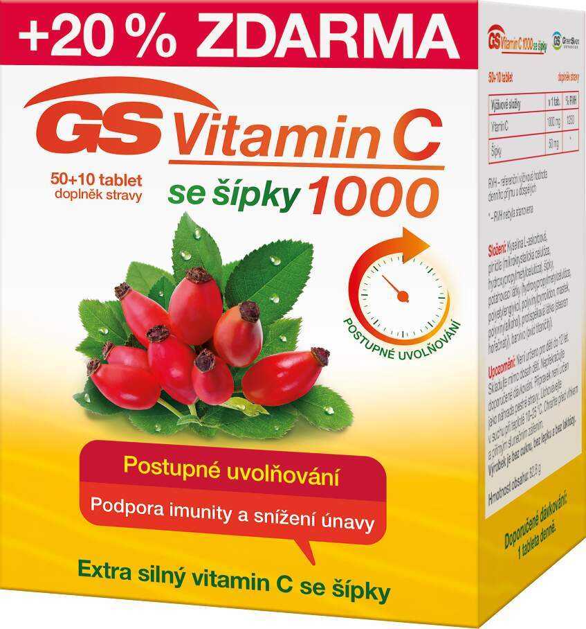 GS Vitamin C1000 + šípky 50+10 tablet ČR/SK