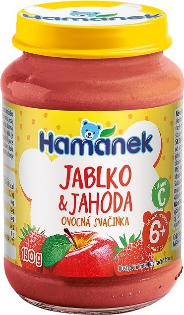 Hamánek Jablko+jahoda ovocná svačinka 190g 6m+