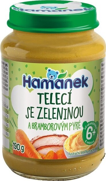 Hamánek Telecí se zeleninou a bramborovým pyré 190g 6m+