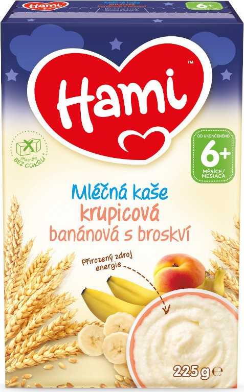 Hami mléčná kaše krupicová banán s broskví DN 225g 6M