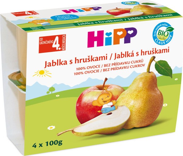 HiPP KAPSIČKA BIO Jablka s hruškami 4x100g