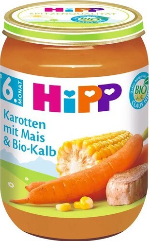 HiPP BABY BIO Mrkev s kukuřicí a BIO telecím 190g