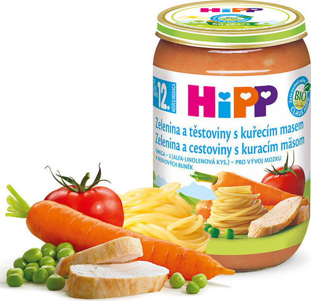 HiPP MENU BIO Zelenina a těst.s kuřecím masem 220g