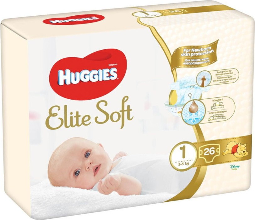 HUGGIES Elite Soft 1 2-5kg 26ks