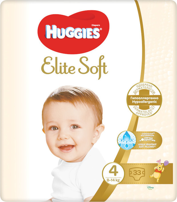 HUGGIES Elite Soft 4 8-14kg 33ks