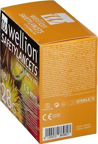 LANCETY WELLION SAFETY LANCETS 28G JEDNORÁZOVÉ BEZPEČNOSTNÍ LANCETY 28G