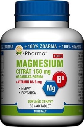 Magnesium citrát Forte 150mg+vit.B6 6mg tbl.30+30