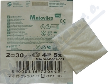 MATOPAT MATOVLIES KOMPRESY Z NETKANÉ TEXTILIE STERILNÍ 5CMX5CM