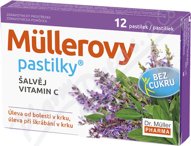 Müllerovy pastilky se šalvějí bez cukru 12ks ZP