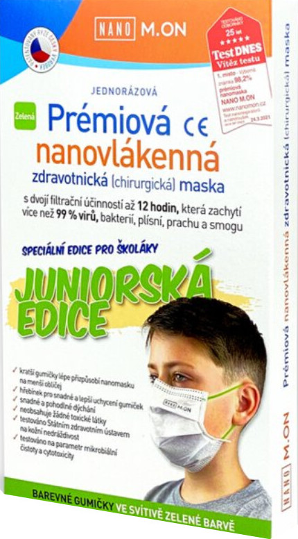 NANO M.ON Prémiová nanovlákenná maska Junior zelená 10ks