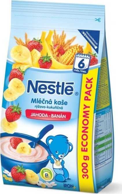 NESTLÉ Mléčná kaše rýžovo-kukuřičná Jahoda a Banán 300 g