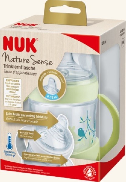 NUK Nature Sense láhev na učení s kon.tep.150ml 6-18m