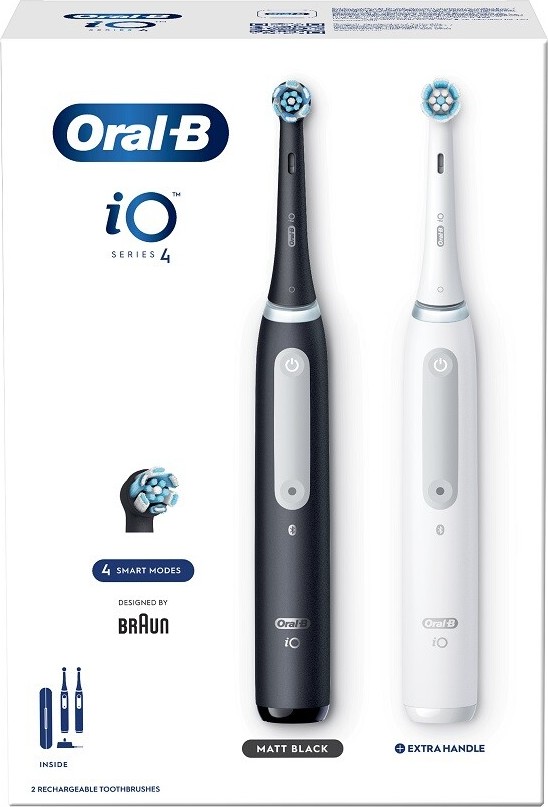 Oral-B iO 4 Matt Black/Quite White Duo Pack magnetické zubní kartáčky