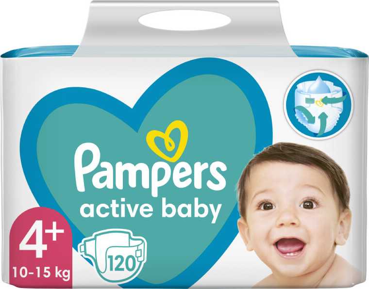 Pampers Active Baby velikost 4+ 10-15kg Mega Box 120 ks