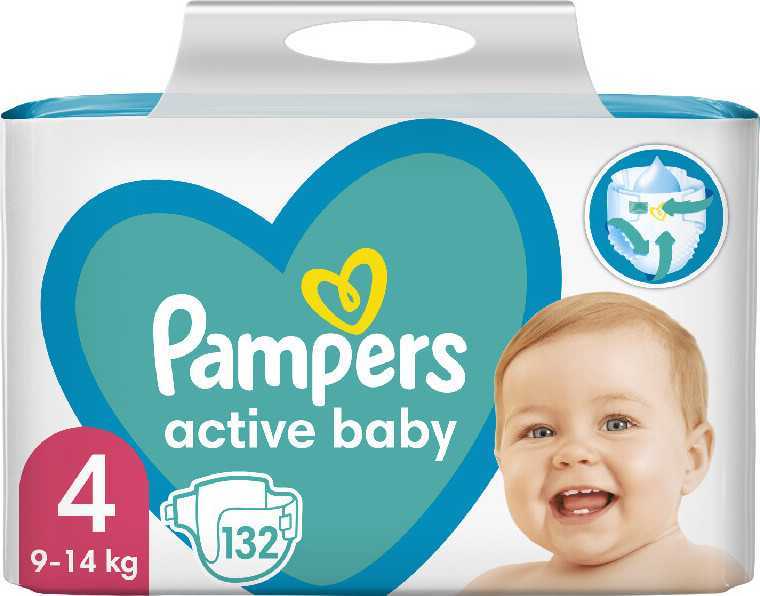 Pampers Active Baby velikost 4 9-14 kg Mega Box 132 ks