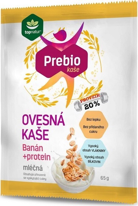 Prebio ovesná kaše banán+protein 65g TOPNATUR