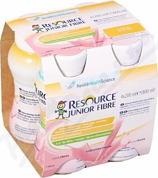 RESOURCE JUNIOR FIBRE JAHODA perorální roztok 4X200ML