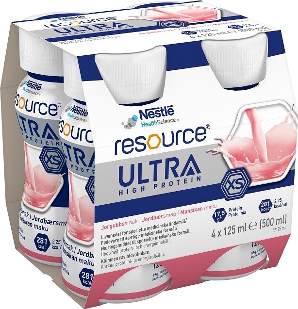 RESOURCE ULTRA HIGH PROTEIN JAHODOVÁ PŘÍCHUŤ perorální roztok 4X125ML