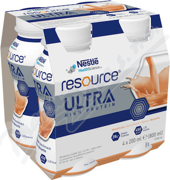 RESOURCE ULTRA HIGH PROTEIN PŘÍCHUŤ LÍSKOVÝ OŘÍŠEK perorální roztok 4X200ML