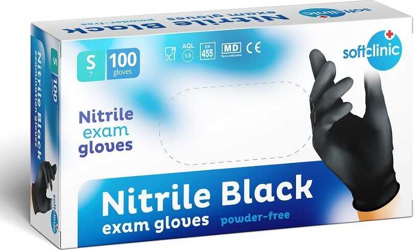 SOFTCLINIC Rukavice Nitril nepudr. černé S 100 ks