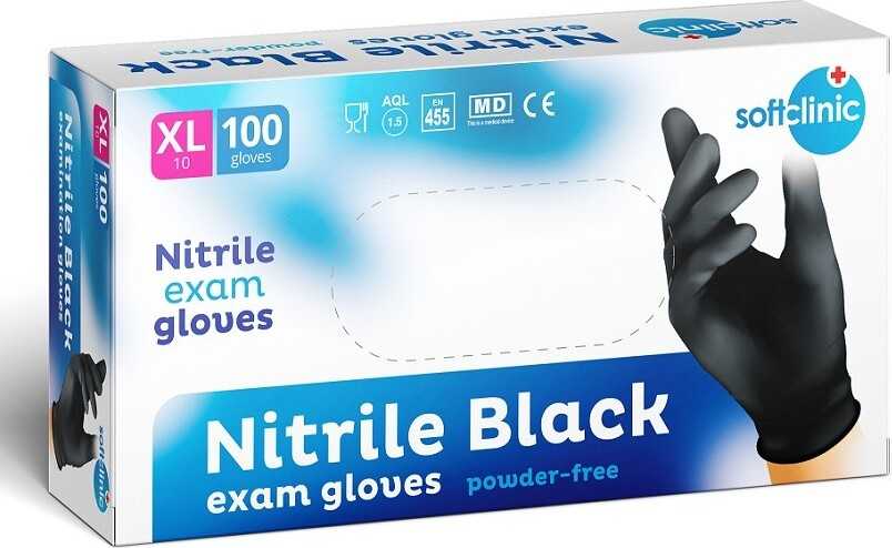 SOFTCLINIC Rukavice Nitril nepudr. černé XL 100 ks