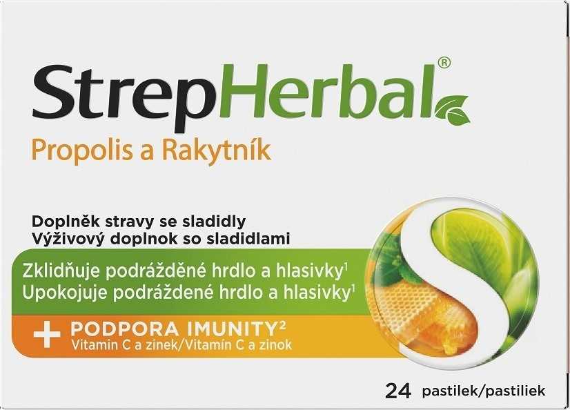 StrepHerbal Propolis a Rakytník 24 pastilek