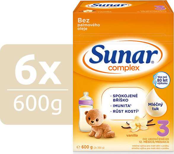 Sunar Complex 3 vanilka 600g - balení 6 ks