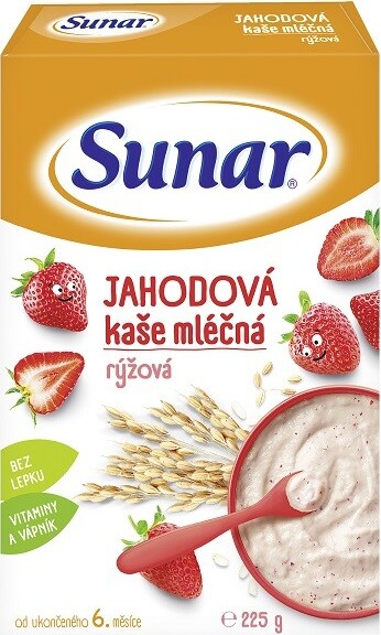 Sunar mléčná kašička jahodová 225g