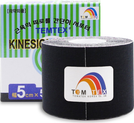 TEMTEX kinesio tejpovací páska černá 5cmx5m