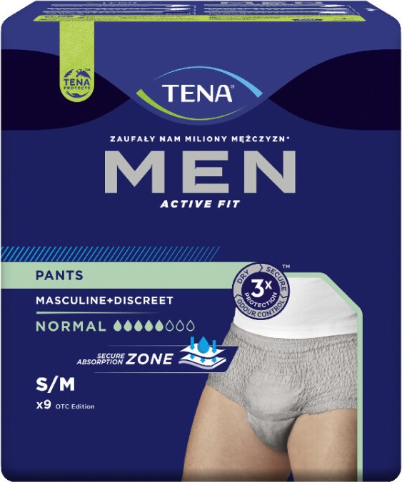 Tena Men Pants Normal Grey S/M kalhotky absorpční natahovací