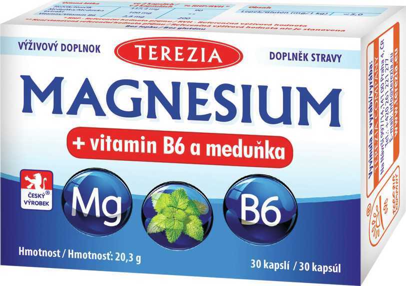 TEREZIA Magnesium + vitamin B6 a meduňka 30 kapslí