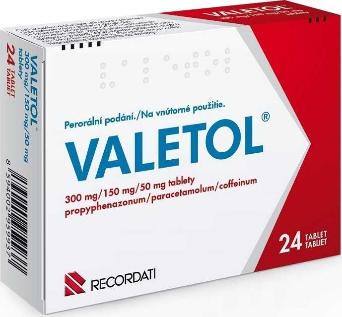 VALETOL 300MG/150MG/50MG neobalené tablety 24