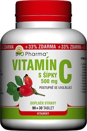 Vitamín C 500mg s šípky prodl.účinek tbl.90+30