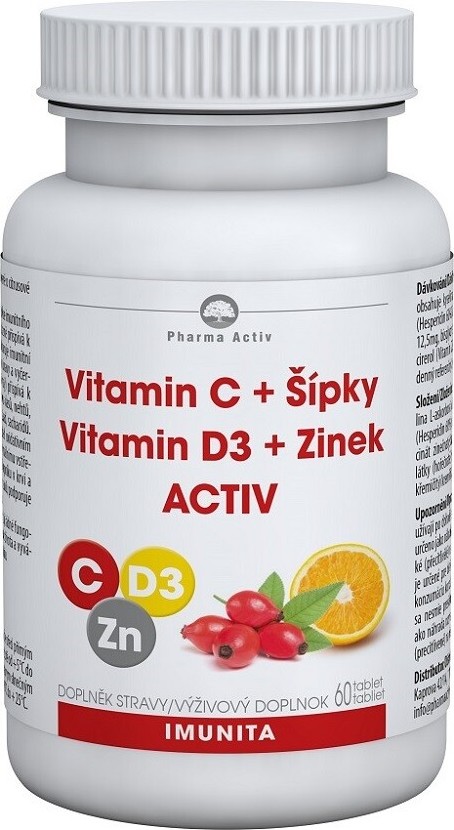 Vitamin C + Šípky Vitamin D3 + Zinek ACTIV tbl.60